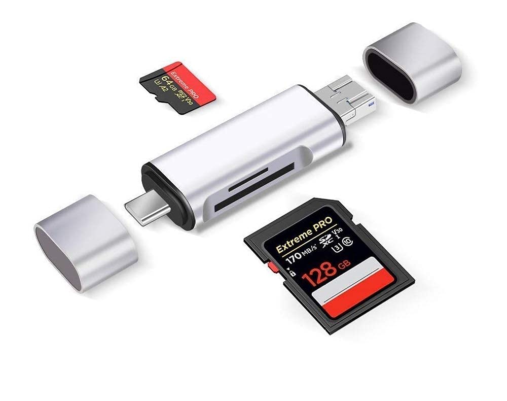  Versatile Card Reader: HB PLUS 3-in-1 USB 3.0 USB C Micro USB Card Reader - Memory Card Reader All in One for SD, Micro SD, SDXC, SDHC, Micro SDXC Cards 